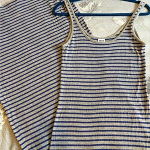 Vera Moda Blue and Gray Striped Maxi Dress. NWOT.